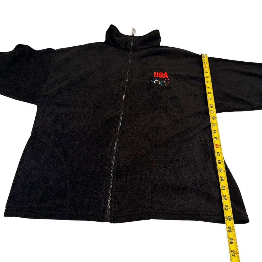 Vintage USA Olympic Games Fleece Jacket Black‎ Full Zip Mens Large Made in USA - Picture 8 of 8